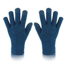 Gloves Mittens Non-slip Touchscreen Gloves Women Winter Knitted Warm Gloves Women Blue + One size