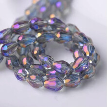 50pcs 7x5mm Small Teardrop Faceted Crystal Glass Losse Beads Bulk Wholesale Lot-117# Purple Colorized