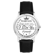 Analoog quartz herenhorloge met leren band: ronde kast zonder indexen - kerstcadeau voor zoon