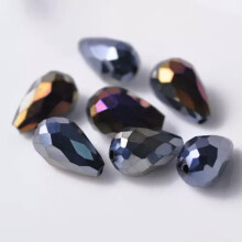 20pcs 15x10mm Teardrop Faceted Crystal Glass Losse Beads Bulk Wholesale Lot-161# Black AB