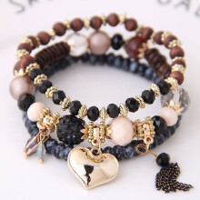 Hot-Selling Fashionable and Sweet Versatile Water Drop Heart Tassel Bracelet for Women - Multi-Layer Beaded Design for Elegant and Stylish Look