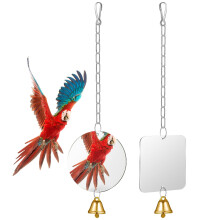 ROSENICE 2Pack Parrot Mirror for Large Birds Interactive Toy for Birds Prevent Boredom Cage Decoration 13.1x3.8x0.04in