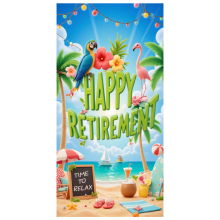 Colorful Theme Retirement Banner Tropical Design Outdoor Celebration for Retirement Party Beach Decoration Outdoor Event