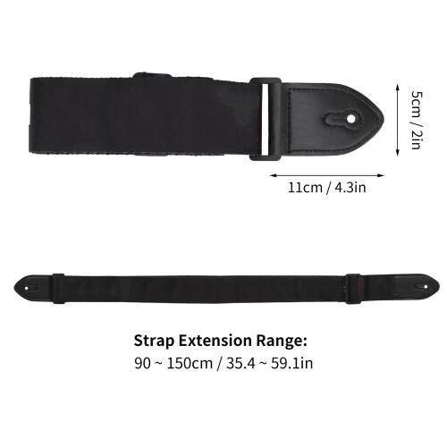 Printed Adjustable Guitar Strap with PU Leather Ends, 90-150cm 2