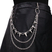 Hip Hop Punk Metal Studded Multi-Layer Waist Chain - Stage Performance Accessory for Jeans