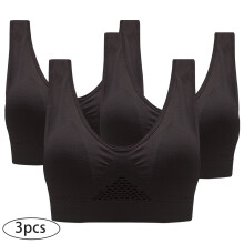 Dam Sport-BH Plus Size 3-Pack Dam Sport-BH Utan Bygel Fri Stöd Yoga Löpning Underkläder