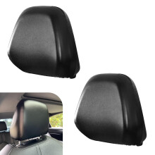 2PCS Car Headrest Covers Black M, Waterproof PU Leather Headrest Protector, Universal Fit Elastic Non‑Slip Design