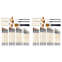 64-Teilige Pinsel für Acrylmalerei, Premium-Nylonborsten mit Rund-, Haselnuss-, Flach-, Fächer-, Winkel- und Feindetailpinsel