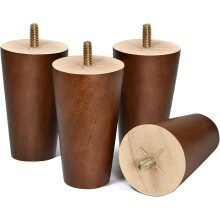 Furniture Legs Wood Sofa Legs Walnut Color Couch Replacement Legs for Cabinet Vanity Couch Chair Dresser Pack of 4 (6 inch)