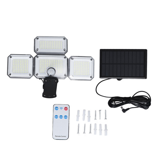 4 Head Solar Sensor Light 7700K 8W IP65 3 Gear Lighting Adjustable Solar Sensor Lamp with Remote Control