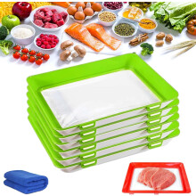 Eco-Friendly Reusable Food Preservation Tray with Reversible Lids, Stackable Crudites Snack Tray – Compatible with Standard Fridges