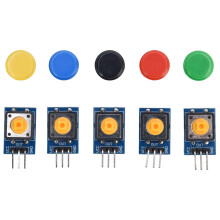 5 teiliges Tastenmodul, große Druckschalterplatine mit farbigen Abdeckungen, elektronische Bausteine