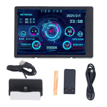 Set van 3,5 inch beeldschermmonitor met 360¡ã draaibare IPS monitor met brede kijkhoek voor ITX behuizingen, inclusief bijbehorende voet.