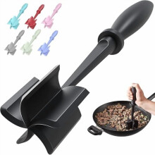 Meat Chopper & Hamburger Grinder – Heat-Resistant Nylon Smasher for Ground Beef, Burgers, Potatoes; Compatible with Standard Bowls – Black