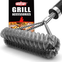 Cepillo para parrilla [Alambre + Hélice] – 45 cm. Cepillo de 45 cm seguro y eficiente para parrillas de gas, porcelana y carbón. Compatible con