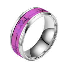 Stainless Steel Couple Rings with Glass Pendant Set