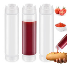6 Pcs 16 Oz Inverted Plastic Squeeze Bottles, Refillable Tip Large Valve Dispenser Condiment Squeeze Bottle for Sauces