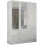 (White, 116cm) 3 Door High Gloss Wardrobe 3