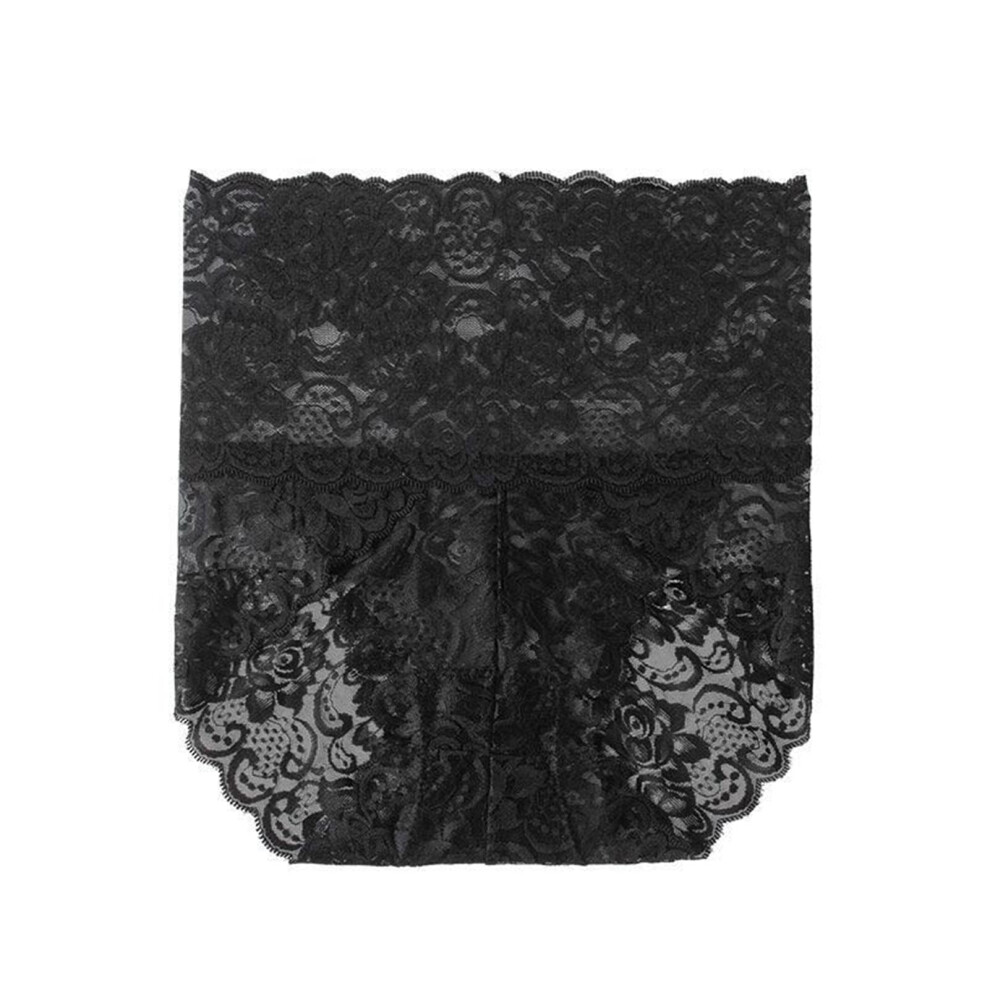 Panty Lightweight Soft Nylon Hollow Lace See-through Thong for Valentine's Day,Black L