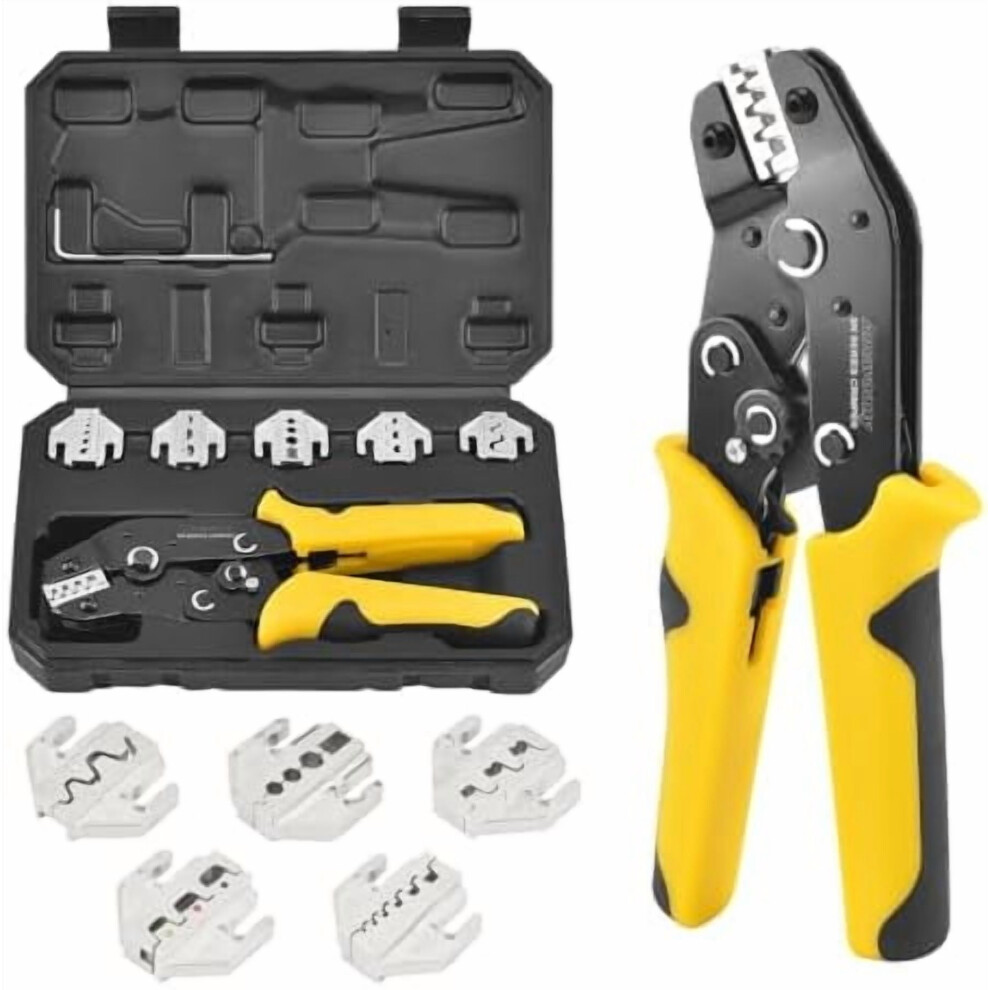 Portable Sn Series 5-Jaws Crimper Set Â Ratchet Crimping Plier For Insulated, Open Barrel, Solar, Jst/Dupont, Non-Insulated & Ferrule Connectors 9448483589000