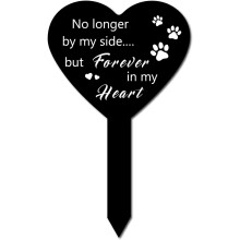 Acrylic Heart-Shaped Grave Marker with Paw Print, 10 x 6 in