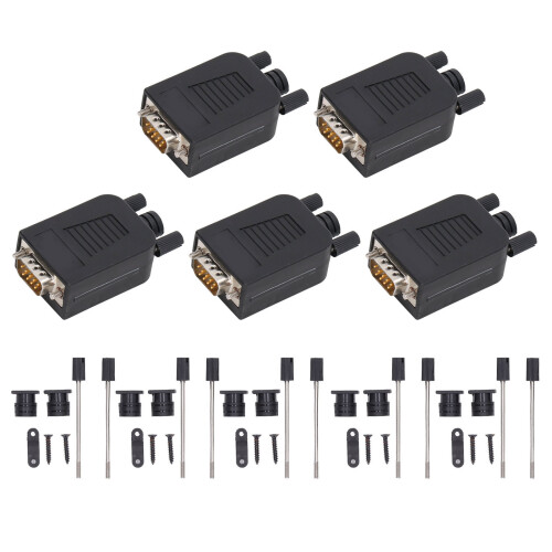 5 Sets DB9 RS232 Steckeradapter Serieller Port Geräte PP Stecker mit Befestigungsmaterial