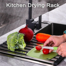 Égouttoir à Vaisselle Pliable pour Évier de Cuisine, Égouttoir à Vaisselle sur Évier, Support de Rangement pour Comptoir, Égouttoir en Acier