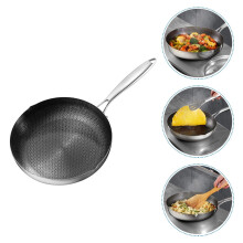 Restaurant Frying Pan Honeycomb Grain Design Silver 1Pcs Suitable for Grilling