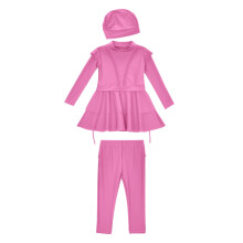 Kids Swimsuits Girls Baby Modest Swimwear Long Sleeve Swim Top Pants Hijab 3PCS Bathing Suit Rash Guard Pink 6-7 Years