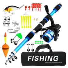 Fishing Gear Telescopic Rod and Reel for Outdoor Angling 6ft Fiberglass Rod with Reel Portable Extendable Fishing Rod for Sea Adventures
