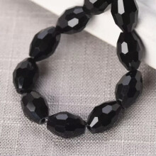 Rugby Oval 8x6mm 10x8mm Faceted Crystal Glass Loose Beads for Jewelry Making-8x6mm (30pcs)-Black