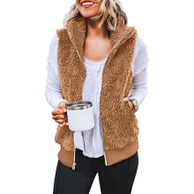 Puffer Vest Women Vests for Women 2024 Women's Solid Color Fashion Casual Sleeveless Pocket Zipper Coat Cropped Puffer Vest, Khaki L