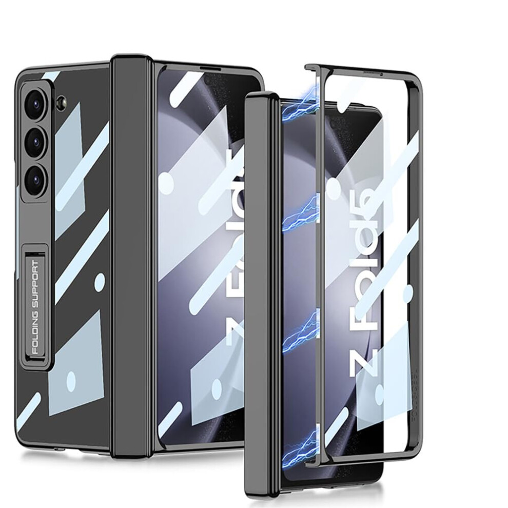 Case With Kickstand Dual Layer Shockproof Cover With Camera Lens Guard For Galaxy Z Fold 5 Black 9092120253931
