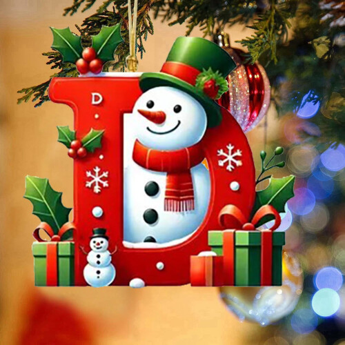 Snowman Ornament Red Personalized Christmas Tree Decor 26 2