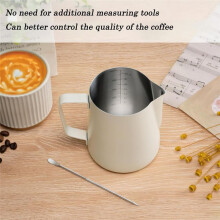 Milk Frothing Pitcher 350ml,Stainless Steel Espresso Steaming Pitcher Milk Jug,Perfect for Milk,Cream,Water,Juices 350ml