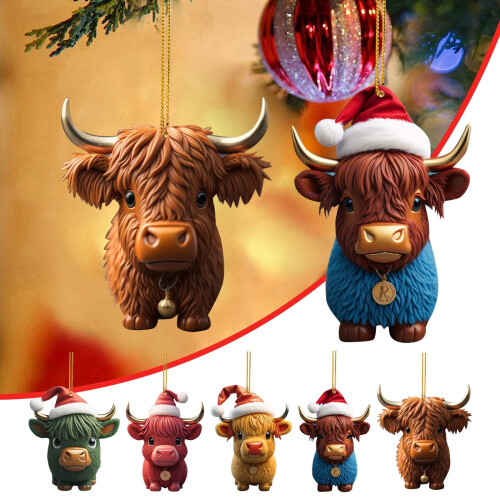 Enfeite de Natal personalizado em forma de vaca, 8 cm 1