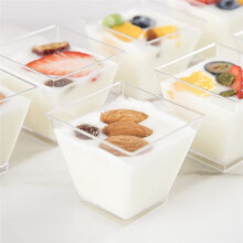 60ml Transparent Dessert Cup Disposable Trapezoidal Cup Restaurant Party Dessert Fruit Ice Cream Container 50PCS