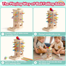 Montessori Toy for Ages 3-6, Educational Board Game with Color Learning Tower, Wooden Sticks, Storage Box