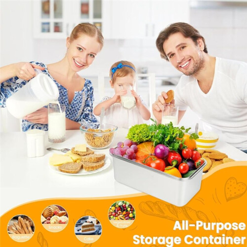 Large Bread Container:  Recording Bread Storage Container with Lid, Stainless Steel Bread Box, Airtight Bread Box 1