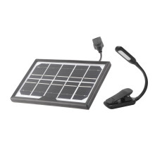 5V Solar Klemmtischlampe, wiederaufladbar, tragbar, mit einstellbarer Helligkeit und 3 Farben