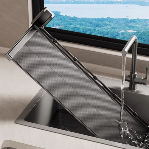 Wall-Mounted Foldable Kitchen Prepare Dishes Organizer Punch Free Large-Capacity Storage Draining Rack Kitchen Organizer 2