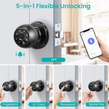 Tuya Wifi Door Fingerprint Lock Digital Keyless Door Lock Door Handle Bedroom Lock Electronic Door Lock