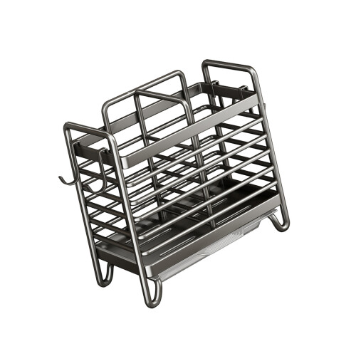 Wall Mounted Stainless Steel Chopsticks-Gray double compartment