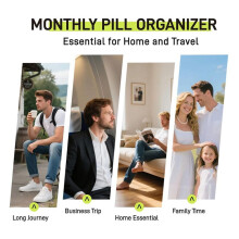 Monthly Pill Cases Travel Dispenser Storage Container Colorful Pill Dispenser Packing Container 32 Slot Pill Box Black