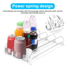 Canned Beverage Push Rack Drink Organizer Dispenser Spring Push Adjustable Width Storage Shelf E-Shaped 410mm 4 Rows B