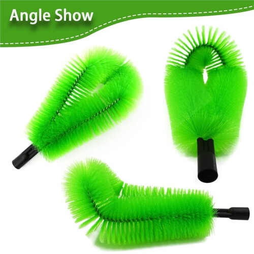 2 Pcs Gutter Cleaning Brush Roofing Tool Rain Gutter Guard Cleaner Tool with 2 Brush Heads Adaptation Thread Interface 2
