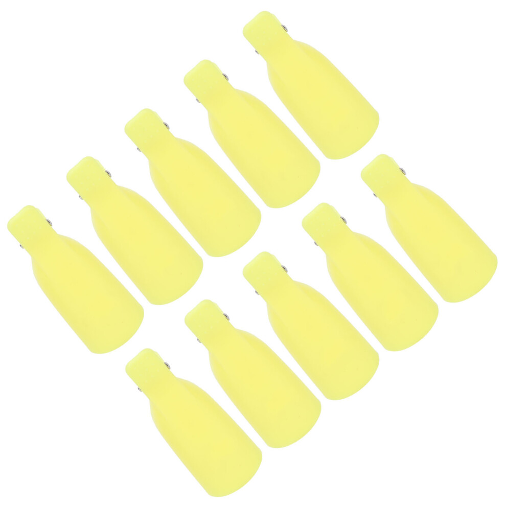 Yellow 10Pcs Gel Polish Remover Clips Home Nail Salon Uv Gel Wraps Recyclable