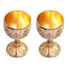 2 Stück 30ML Metallkelch-Set – Europäisches Retro-Golddekor, 4,2x6,8cm