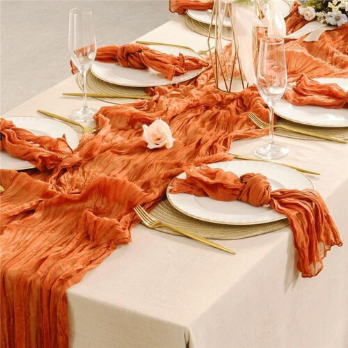 6 Pack Orange Cheesecloth Table Runners Gauze Table Runners 10 Feet Long Translucent 2
