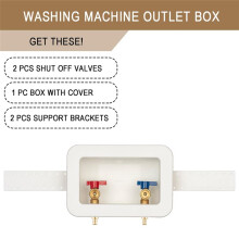 Washing Machine Outlet Box 1/2 Inch Push-to-Connect with 2 Inch Central Drain, Connect 3/4 Inch Washing Machine Hoses
